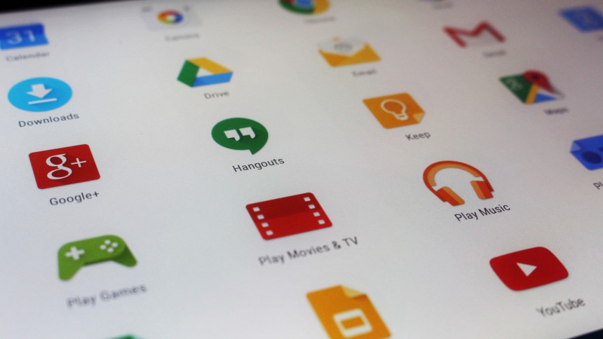 Menu d'une tablette avec de nombreuses applications d’installées.